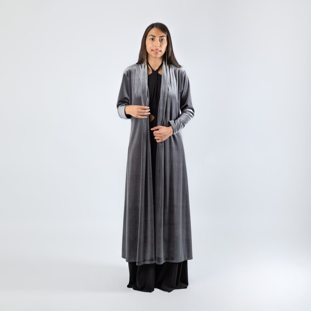 Kimono de Terciopelo Color Gris