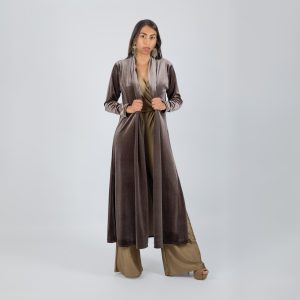 Kimono de Terciopelo Color Taupe